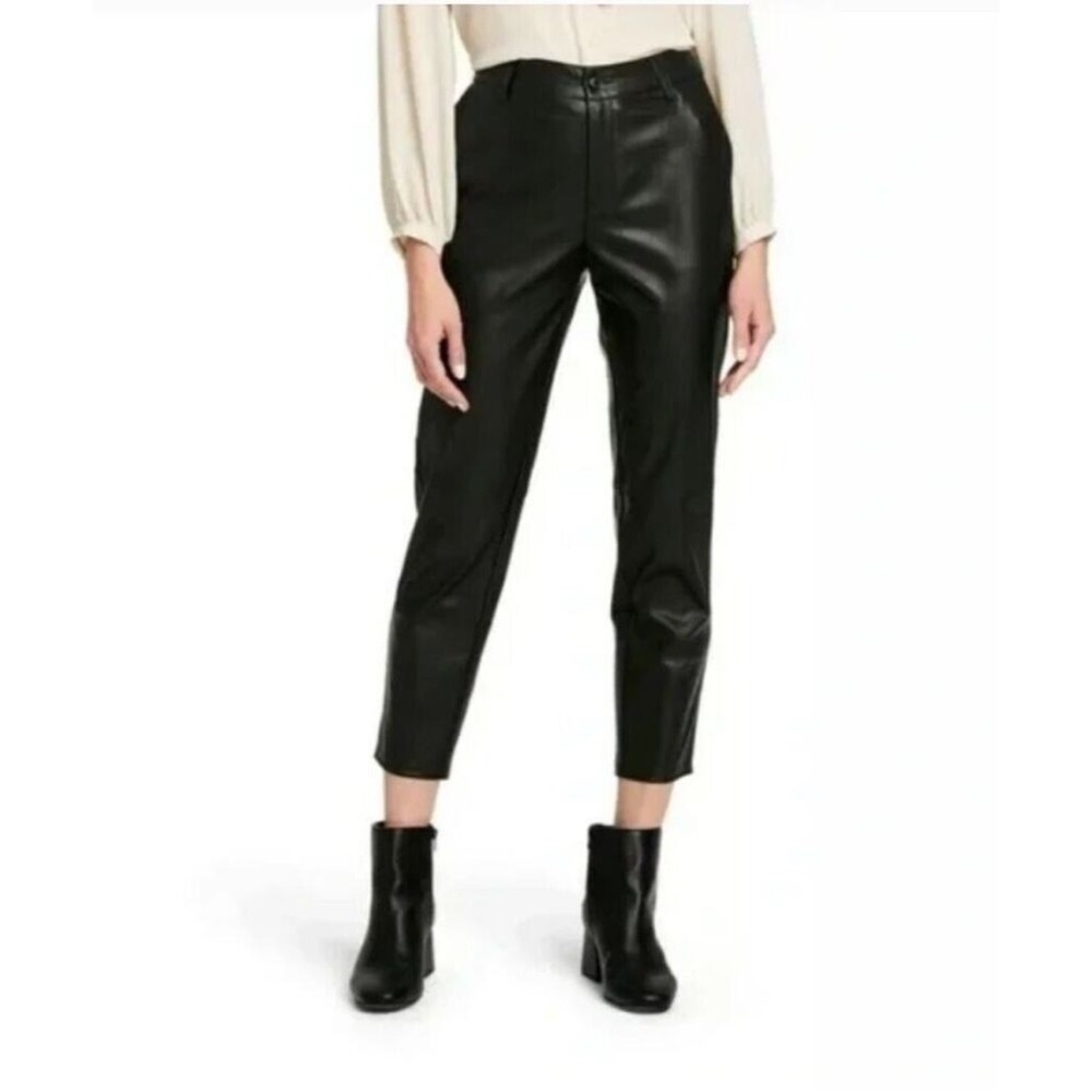Nili Lotan x Target Faux Leather High Rise Ankle Skinny Pants Black Sz 4